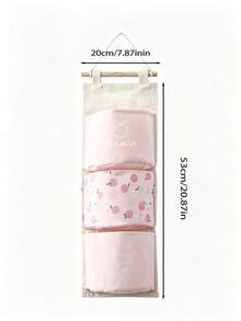 1pc Pink Multi-Function Hanging Storage Bag, Peach Pattern, Large Capacity, Washable, Suitable For Home, Room, Bedroom, Children's Room, Baby Shower Decoration, Baby Gift - Multicolor - View 8