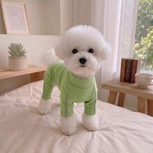 Reflective Strip Four-Legged High Collar Dog Home & Outdoor Base Layer Pet Jumpsuit, Warm For Autumn/Winter, Suitable For Small To Medium Dogs - Green - View 4
