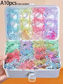 10/5/1pc Girls Multi-Color Polka Dot Bow Hair Ties, High Elasticity Non-Damaging Hair Accessories Hair Bands For Daily Use - Multicolor - View 11