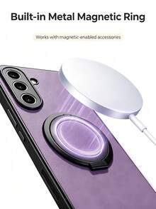 1pc Purple Ratchet Click Stress Relief Phone Case Cover, Adjustable Large Ring Stand Phone Case Compatible With Apple 13, Portable Anti-Drop Apple 17 Pro Max Phone Case, Fashion Apple 16 Phone Case Shell, Android Smartphone Protective Case, Versatile Phone Case, Comfortable Leather Phone Accessory Compatible With Samsung Galaxy A17, Practical Honor Phone Accessory - Purple - View 11