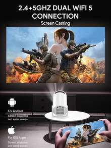 USB Wired Screen Mirroring Projector, 1080P HD Home Theater Video Projector, Portable Outdoor Movie Projector, USB Cable Connection, Basic Model, Screen Mirroring Only, Non-Android System, No Power Plug Or Adapter Included - White - View 2