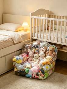 Storage Bean Bag, Large Capacity PVC Zipper Storage Bag, Bedroom Plush Doll & Blanket Storage Bag, Suitable For Nursery & Playroom - Transparent - View 6