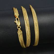 18K Gold Plated Wheat Chain Necklace For Men, Vintage Braided Rope Chain, Everyday Wear - Wheat Chain - View 3