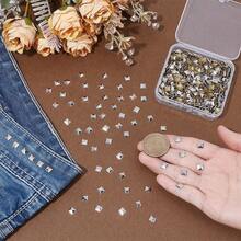500Pcs Brass Hotfix Iron On Rivets Flat Back Pyramid Studs Flatback Glue On Studs Silver 6x6x2.3mm - Rhombic - View 3