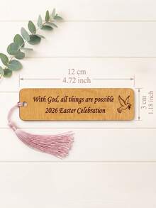 1pc Personalized Wooden Bookmark Wedding Favor, Custom Text,Book Lover Gift, Bulk Guest Keepsake, Rustic Party Souvenir - Multicolor - View 7