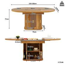 Extendable Dining Table, Dining Room Table, Kitchen Table, Round Dining Table, Extends To Oval, 118-158, Seats Up To 6 People, Three-Tier Storage, Walnut - Walnut + MDF - View 10
