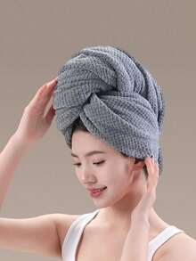 1/2pcs Women's Quick-Dry Microfiber Hair Towel Wrap, Fast-Drying Hair Band, Suitable For Long, Thick, Curly Hair, Large Super Soft Bath Hair Towel Set With Elastic Band - Multicolor - View 14