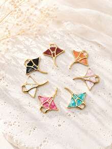 1 Set 7pcs Colorful Oil Drop 18K Gold Plated Stainless Steel Stingray Pendant Set, DIY Necklace Bracelet Anklet Earring Accessories - Multicolor - View 1