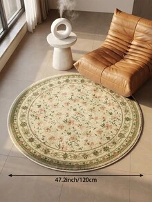 1件裝粉色圓形花卉圖案防滑門墊，適用於廚房、餐廳、臥室、房間節日裝飾、室內/室外、辦公室、大廳、浴室、走廊、書房、遊戲區地毯 - 淡綠 - 查看 12