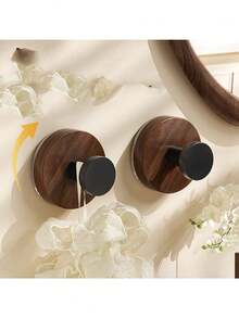 1pc 2-In-1 Suction Cup Hook, Dual Locking Suction Cup And Adhesive Hook, Wall Hook, Towel Hook, Wood Grain Hook, Reusable, Window Glass Kitchen Utensil Storage, Suitable For Bathroom, Kitchen, Bath Ball, Towel, Coat, Strong Load-Bearing, Waterproof And Rust-Proof - Multicolor - View 14