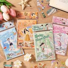 1 buah Buku Stiker, Stiker Adegan Karakter Kehidupan Sehari-hari Bertema Empat Musim, Warna Cerah & Ilustrasi Indah, Stiker Scrapbook Multifungsi untuk Dekorasi, Jurnal Seni, Pembuatan Kartu, Stiker DIY Buatan Tangan, Hadiah Liburan - Buku stiker - View 7