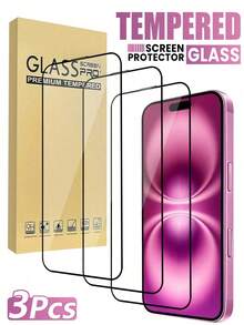 ZYSHI 3pcs Full Coverage High Definition 9H Tempered Glass Screen Protector, Compatible With IPhone 18Pro/18Pro Max/17 Pro Max/17 Pro/17 Air/17, 16 Pro Max/16/15/14/13/12/12 Mini/11 Pro/11 Pro Max, X/XS/XS Max Series, High Definition Quality, Anti-Scratch, Shatter-Resistant, Durable - Clear - View 2