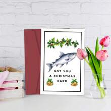 1pc Funny Pun Fish Theme Christmas Card With Envelope, Humorous Holiday Greeting Card, Suitable For Fish Lovers, Christmas Greeting Card, Christmas Gift For Friends And Family - A - View 6
