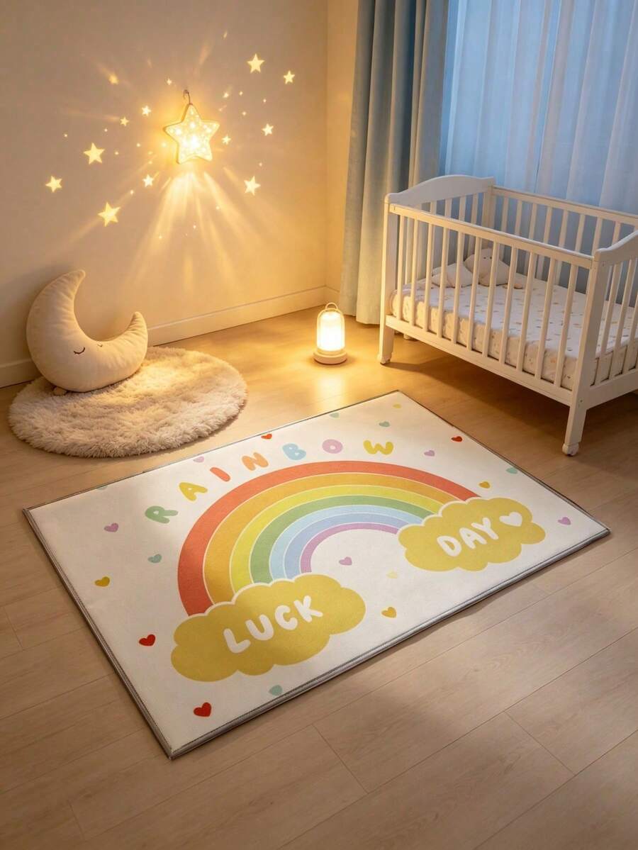 1pc Sweet Rainbow Square Rug, Washable, Decorative Small Carpet, Baby ...