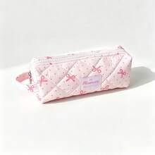 Creative Polka Dot Bowknot Handheld Pencil Case, Large Capacity With Layered Interior Compartments, Portable And Stylish, Suitable For Students To Store Various Learning Supplies And Small Items, Daily Storage - A - View 11