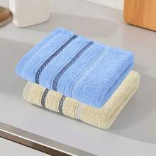 sanrou 2pcs-Toalha Ultra Soft Towel - Super Absorbent Lightweight Multi-Color Options, Essential For Home Bathroom, With Reinforced Edge Striped Design, Pink & Blue Modern Style | Towel Series, Perfect Gift - Multicolor - View 12