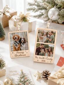 Custom Photo Frame Hanging Ornament, Personalized Photo Christmas Decoration, 2026 Wedding Anniversary Decor, Family Photo Frame Ornament, Christmas Tree Decoration, Christmas Gift - Multicolor - View 3