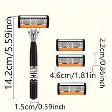 2pcs Black NICE Handle 36pcs Replacement Blades 6-Layer Manual Shaving Set | Men's Manual Shaving Set With 6-Layer Stainless Steel Blades, Reusable, Smooth Comfortable Clean Shave, Easy To Rinse And Clean - A - View 5