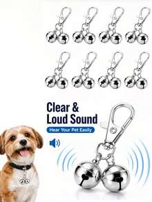10‑Pack Pet Bells For Collar, Loud Clear Sound Dog Cat Collar Bells With Lobster Clasp, Removable Metal Pet Tracking Bells, Anti‑Lost Pet Charm Bells For Dogs Cats - Multicolor - View 2