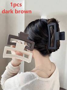 1pc Radom Large 13cm Square Matte Hair Claw Clip, Minimalist Solid Color Back Of Head Hair Clip For Women With Thick Hair - Multicolor - View 6