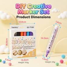 3D Fabric Markers, 8pcs Set 3D Fabric Markers, Fine Tip Fabric Paint Markers, Suitable For Clothing And Textiles, T-Shirts, Tote Bags, Hats DIY Handmade Garments - Sets - View 6