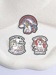 Set Pin Enamel Meme Unicorn Sarkastik Pelangi Manis Keren Kontras Kartun Lencana Kerah untuk Dekorasi Ransel Jaket - MultiWarna - View 5