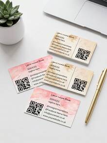 200/500/1000pcs Custom Text Business Card With QR Code,Customized Card For Small Business Owner,Entrepreneur,Beauty Salon,Studio,Company Office Supplies,Customizable Business Visiting Cards - Multicolor - View 2