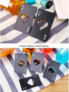 Poker Card Ace Spade A Beer Bottle Opener Stainless Steel Card-Style Beer Opener Portable Creative Pocket Bottle Opener Tool, Party Fun Opening Tool, Best Gift To Give, Most Satisfying Gift - Multicolor - View 9