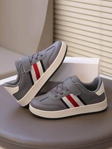 New Boys' Sports Shoes With Hook-And-Loop, Comfortable Flat Sole, German Training Shoes - Grey - View 4