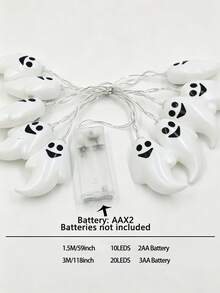Halloween Ghost LED Light String Battery-Powered Holiday Atmosphere Fairy Lights, Battery Box Powered For Indoor Parties And Window Display Decorations, Two Sizes Available - Ghost Light String - View 3