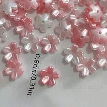 120pcs Multicolor Pearl Luster Five‑Petal Flower Acrylic Center Hole Loose Beads For DIY Bracelets, Phone Charms, Keychains Handmade Craft Supplies - Multicolor - View 4