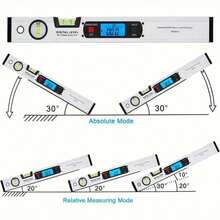 Alat Pengukur Sudut Digital Perak dengan Lampu Latar LCD, Busur Derajat 225° 16 Inci & Waterpass/Gelembung Vertikal, Baterai Tidak Termasuk - A - View 7