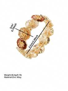 Cring Coco 1 pieza Brazalete de flor de estilo vintage esmaltado para mujer, accesorio elegante de brazalete floral chapado en oro, accesorio de nicho para uso diario, fiesta y regalos de vacaciones - flores - Ver 2