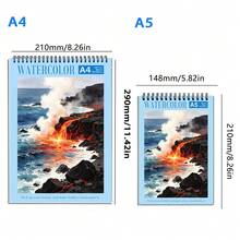 Fine‑Grain Watercolor Sketchbook, A4 & A5 Format, 180gsm Hot‑Pressed Watercolor Paper 26 Sheets, Various Nature‑Landscape Cover, Thick Art Paper For Watercolor, Gouache, Ink, Marker, Perfect For Daily Art Practice & Hand‑Drawn Creation - Natural Landscape - View 4