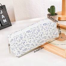Purple Floral, Fresh Versatile Pattern 2D Print, Smooth Zipper, Say Goodbye To Stationery Clutter, Easily Store All Learning Supplies, Essential For Students - Multicolor - View 5