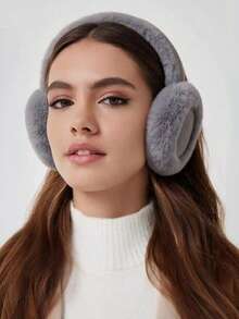 1pc Fuzzy Plush Winter Earmuffs, Soft Warm Foldable Ear Muffs, Outdoor Cold‑Weather Ear Protection Accessories For Women Daily Travel - Multicolor - View 6