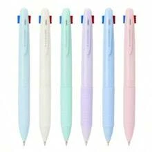 Multi-Color Ballpoint Pens, 4-In-1, 6pcs/Pack, Colored Ink, 0.5mm Fine Tip, Retractable Quick-Dry Multi-Color Pens, Suitable As Gift Pens For Planner Or Diary - A - View 1