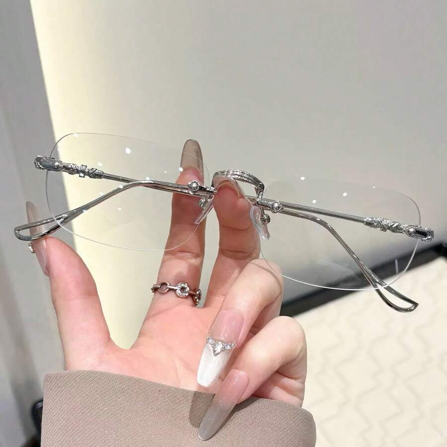 1pc Unisex Fashion Minimalist Rimless Metal Glasses