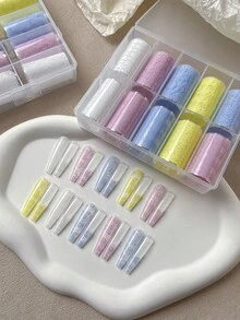 10/4/1pc Kertas Transfer Seni Kuku Macaron Lace Gaya Acak Stiker Bunga Jala Berongga Prancis Dekorasi Kuku Cetak - MultiWarna - View 6