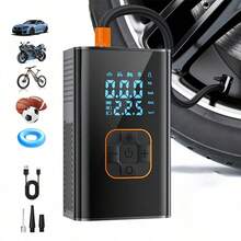 Pompa Ban Kompresor Udara Nirkabel 150PSI dengan Layar Digital, Pengisian Cepat, Mati Otomatis, dan Lampu LED, Pompa Ban Elektrik Isi Ulang untuk Mobil, Sepeda Motor, Sepeda, dan Bola Olahraga, Hanya Model D dengan Fungsi Pengisian Daya Ponsel, 7.4V/DC12V 2000MAH - Wireless - View 3
