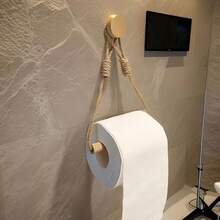 1/2 Buah Tempat Tisu Tali Rami, Rak Handuk Penyimpanan Anyaman Kayu Solid, Rak Penyimpanan Handuk Wajah, Tempat Tisu Gulung Kreatif Tanpa Pengeboran, Tempat Tisu Toilet Kamar Mandi Elegan, Aksesori Kamar Mandi Elegan dan Praktis - Aprikot - View 7