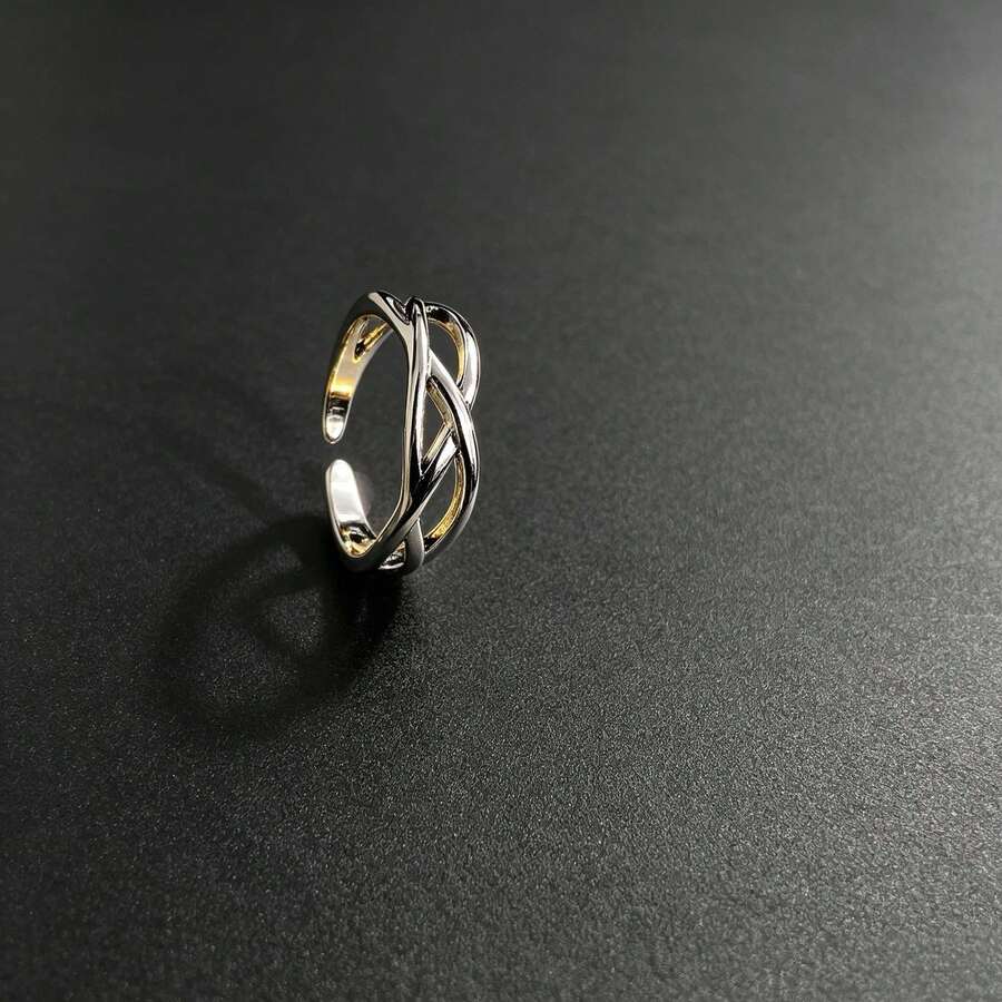 1pc Fashionable Cross Design Ring, Vintage Style Unisex Finger Ring Accessory - Antique Silver - View 1