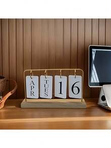 1 cái Lịch vạn niên lật - Đế vàng, hiển thị ngày thay thế được - Phù hợp trang trí nhà và văn phòng, treo tường hoặc đặt trên bàn - Nhiều màu - Xem 7