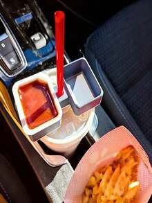 1pc Universal Car Cup Holder Insert With 2 Compartment Sauce Cups, Suitable For Ketchup, Sweet & Sour Sauce, Ideal Accessory For Drivers Quick Meals, Road Trips And Fast Food Takeout - General - View 3
