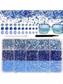6500pcs Pink Resin Rhinestones 15-Grid For Crafts, Flat Back Resin Rhinestones For Dazzling Gemstone Flat Back Jewelry Suitable For DIY Mugs, Glass Cups, Bottles, Clothing, Shoes, Art - 5 Colors 15 Grids - View 13