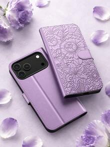 1 buah Casing Ponsel Apple Multifungsi dengan Stand Ponsel Pintar, Casing Ponsel Apple 17 Pro Max dengan Penutup Timbul 3D, Casing Pelindung Anti Guncangan dan Anti Jatuh untuk Apple 17, Tempat Kartu untuk Apple 16, Casing Ponsel Apple 13 dengan Motif Bunga Mekar 3D, Casing Ponsel Berkualitas, Cocok untuk Penggunaan Sehari-hari, Casing Ponsel Pintar dengan Perlindungan Menyeluruh, Cocok untuk Penggunaan Sehari-hari, Aksesori Ponsel Praktis untuk Honor - Purple - View 2