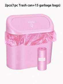 Pink Leakproof Mini Car Trash Can With Lid, With Garbage Bag, Convenient And Hygienic Car Accessory, Car Door Hanging Storage Organizer - Pink - View 12