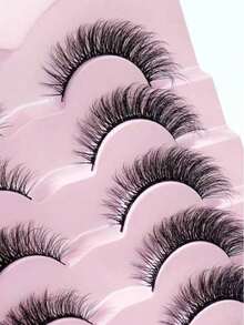 7 Pairs 15mm Cat Eye False Eyelashes - Black - View 4