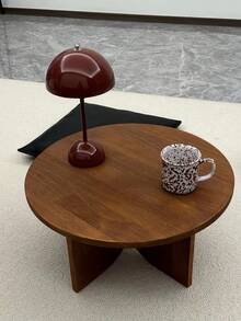 1pc Vintage Creative Solid Wood Coffee Table, B&B Decor Small Table, Minimalist Cafe Leisure Table, Sofa Side Table, Tea Table - Coffee Brown - View 4