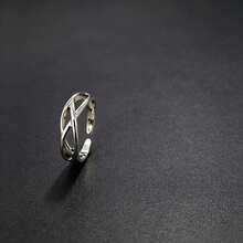 1pc Fashionable Cross Design Ring, Vintage Style Unisex Finger Ring Accessory - Antique Silver - View 4